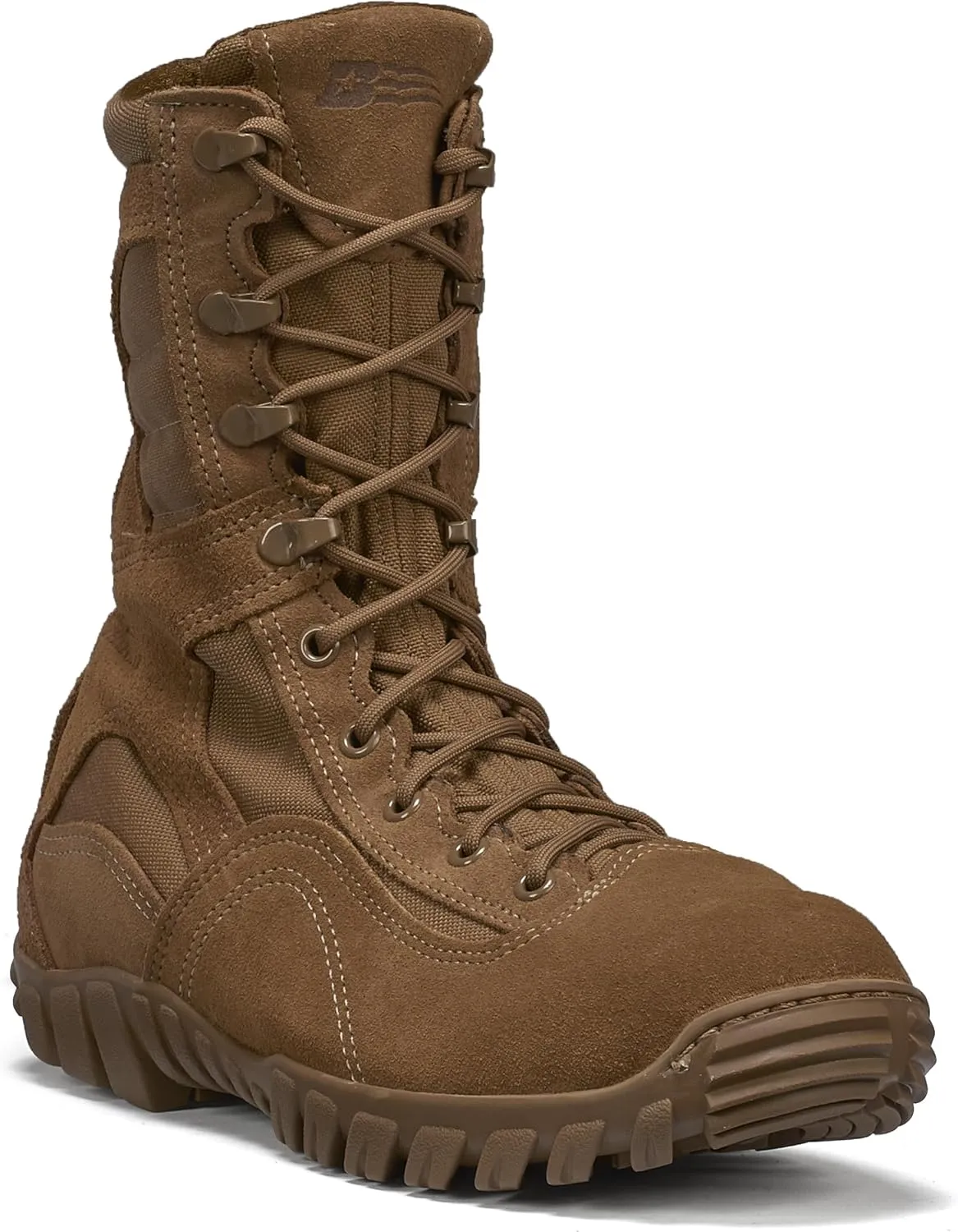 Belleville Sabre C333 8” Hot Weather Hybrid Assault Combat Boots for Men - Army/Air Force AR 670-1/AFI 36-2903 Coyote Brown Leather with Vibram Ibex Outsole; Berry Compliant