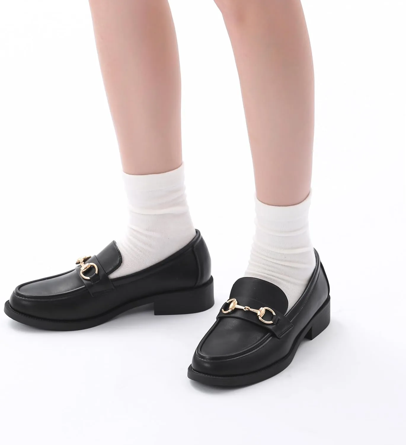 Bernal Loafers for Women Chunky Platform Penny Loafers Fashion Slip On School Shoes Work Shoes with Buckle