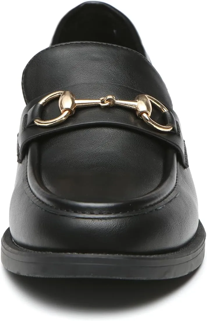 Bernal Loafers for Women Chunky Platform Penny Loafers Fashion Slip On School Shoes Work Shoes with Buckle