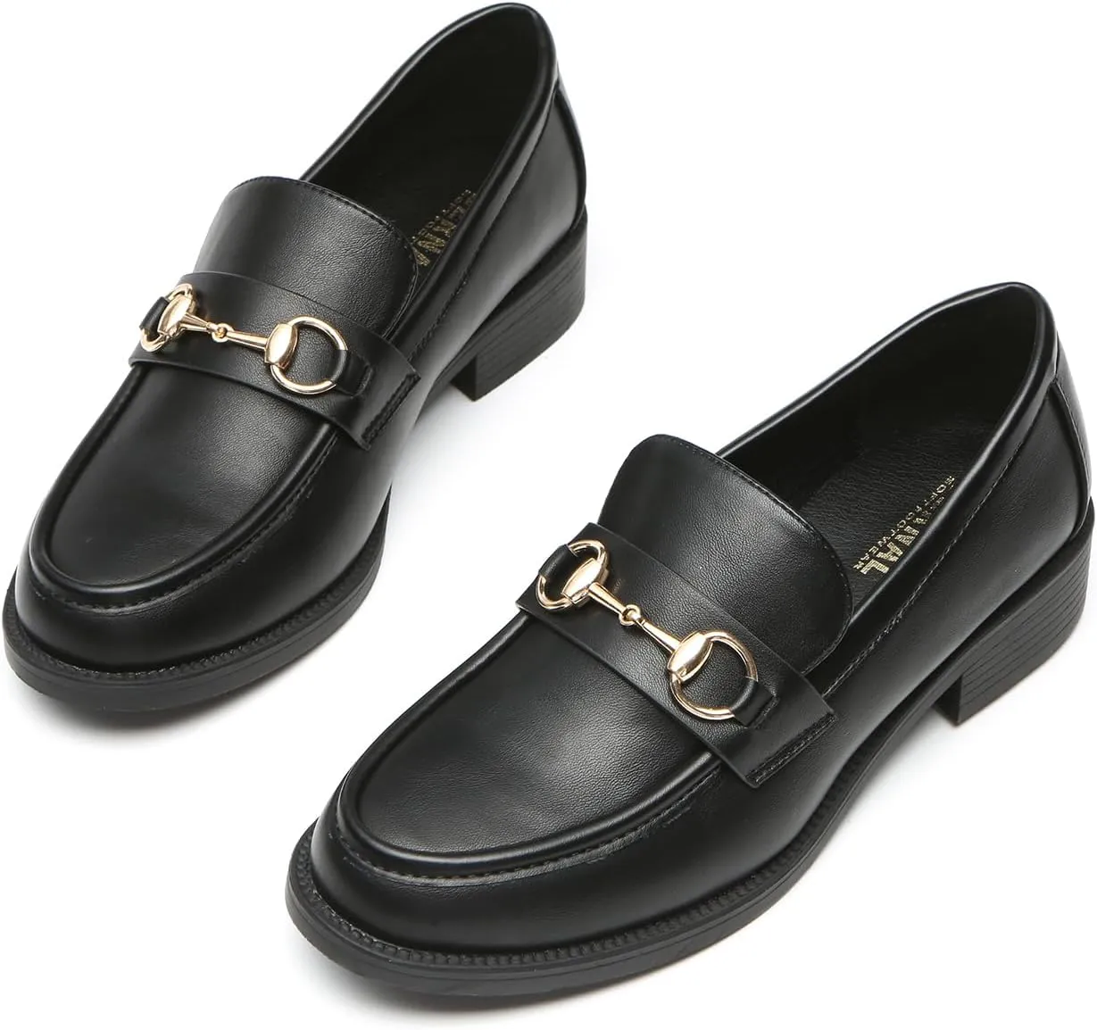 Bernal Loafers for Women Chunky Platform Penny Loafers Fashion Slip On School Shoes Work Shoes with Buckle