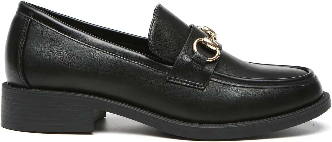 Bernal Loafers for Women Chunky Platform Penny Loafers Fashion Slip On School Shoes Work Shoes with Buckle