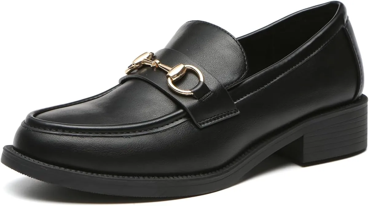 Bernal Loafers for Women Chunky Platform Penny Loafers Fashion Slip On School Shoes Work Shoes with Buckle