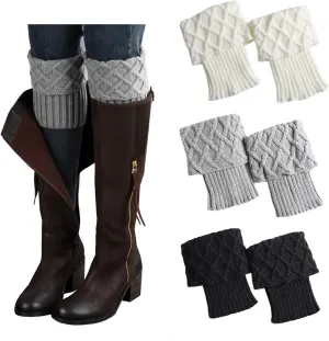 Bestjybt 3 Pairs Womens Short Boots Socks Crochet Knitted Boot Cuffs Leg Warmers Socks