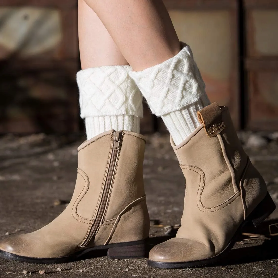 Bestjybt 3 Pairs Womens Short Boots Socks Crochet Knitted Boot Cuffs Leg Warmers Socks