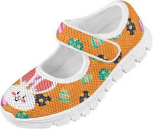 Binienty Fashion Mary Jane Sneakers for Girls Anti-Slip Holiday Christmas Easter Mesh Flat Sneaker School Shoes