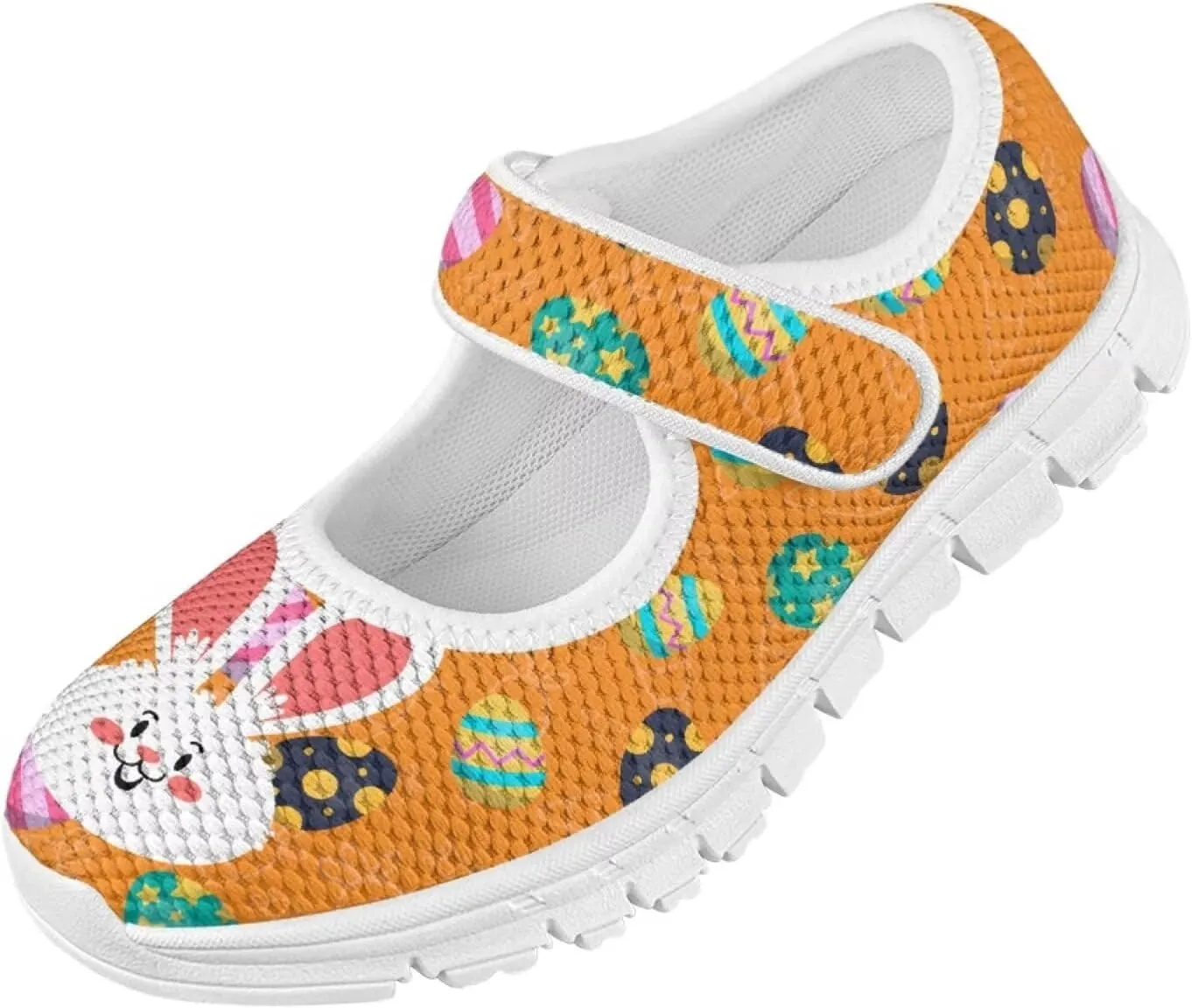 Binienty Fashion Mary Jane Sneakers for Girls Anti-Slip Holiday Christmas Easter Mesh Flat Sneaker School Shoes