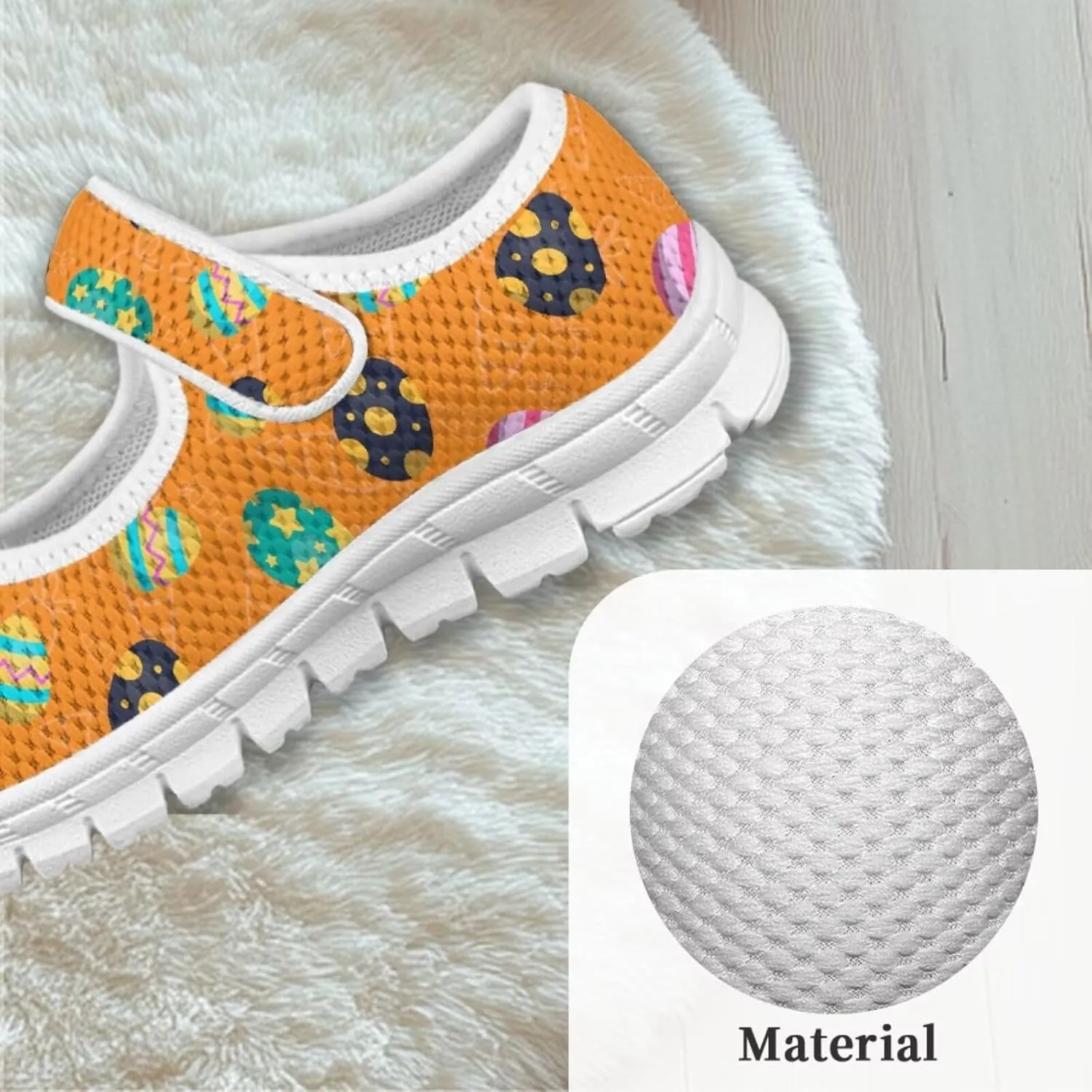 Binienty Fashion Mary Jane Sneakers for Girls Anti-Slip Holiday Christmas Easter Mesh Flat Sneaker School Shoes