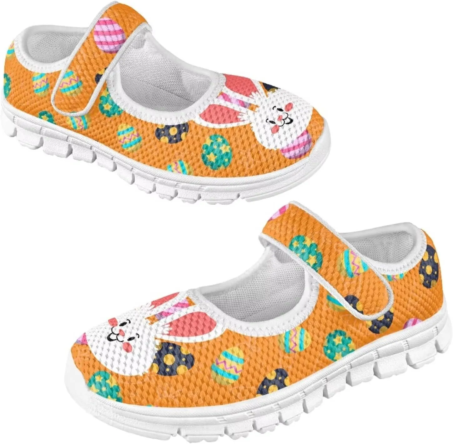 Binienty Fashion Mary Jane Sneakers for Girls Anti-Slip Holiday Christmas Easter Mesh Flat Sneaker School Shoes