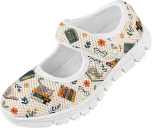 Binienty Girls School Uniform Shoes Classical Flats Mary Jane Sneakers Breathable Mesh Flat Shoes