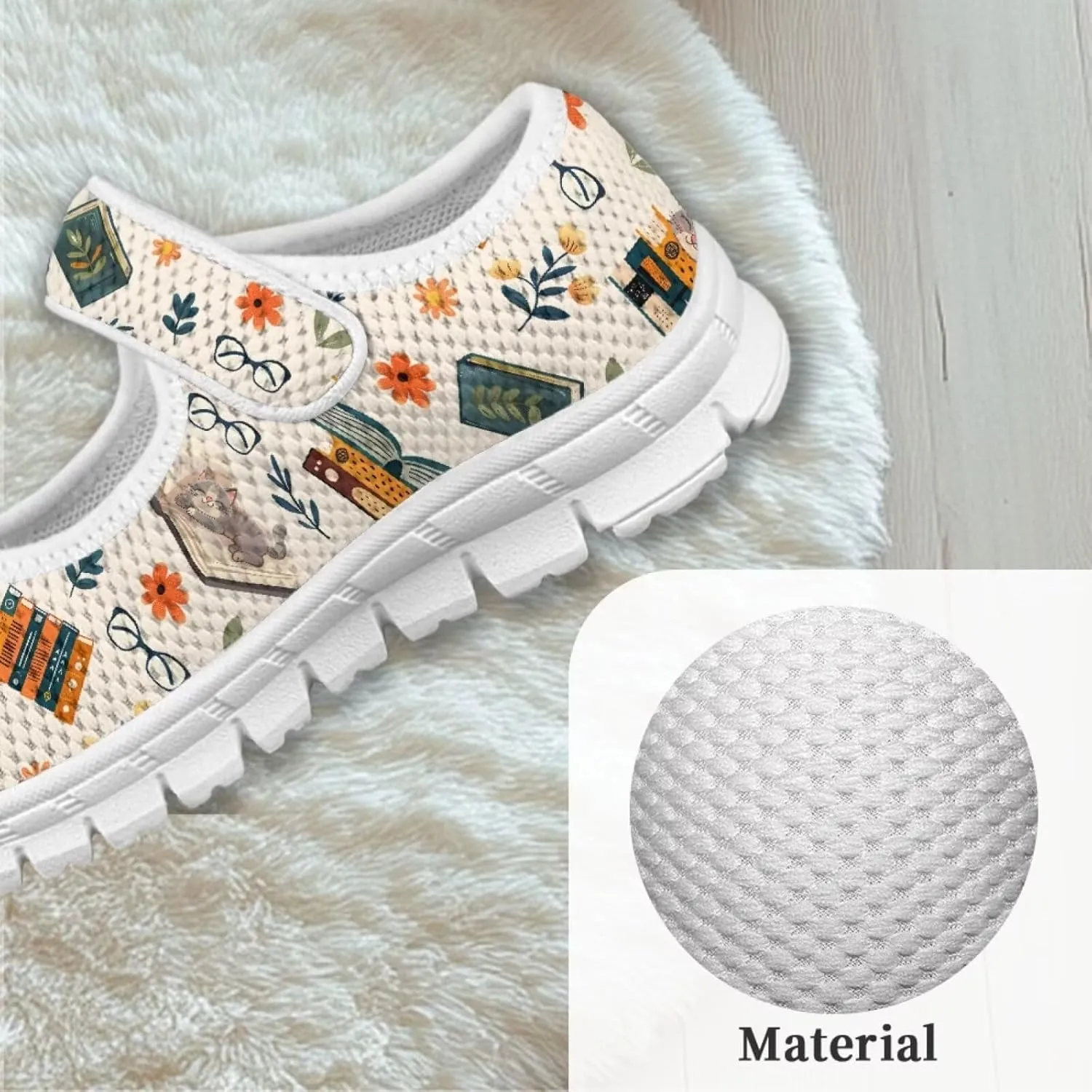 Binienty Girls School Uniform Shoes Classical Flats Mary Jane Sneakers Breathable Mesh Flat Shoes