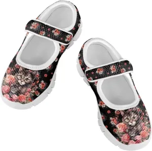 Binienty Kids Girls Sneakers Toddler Boys and Girls Sneakers Low Top Adjustable Strap Mary Jane Shoes