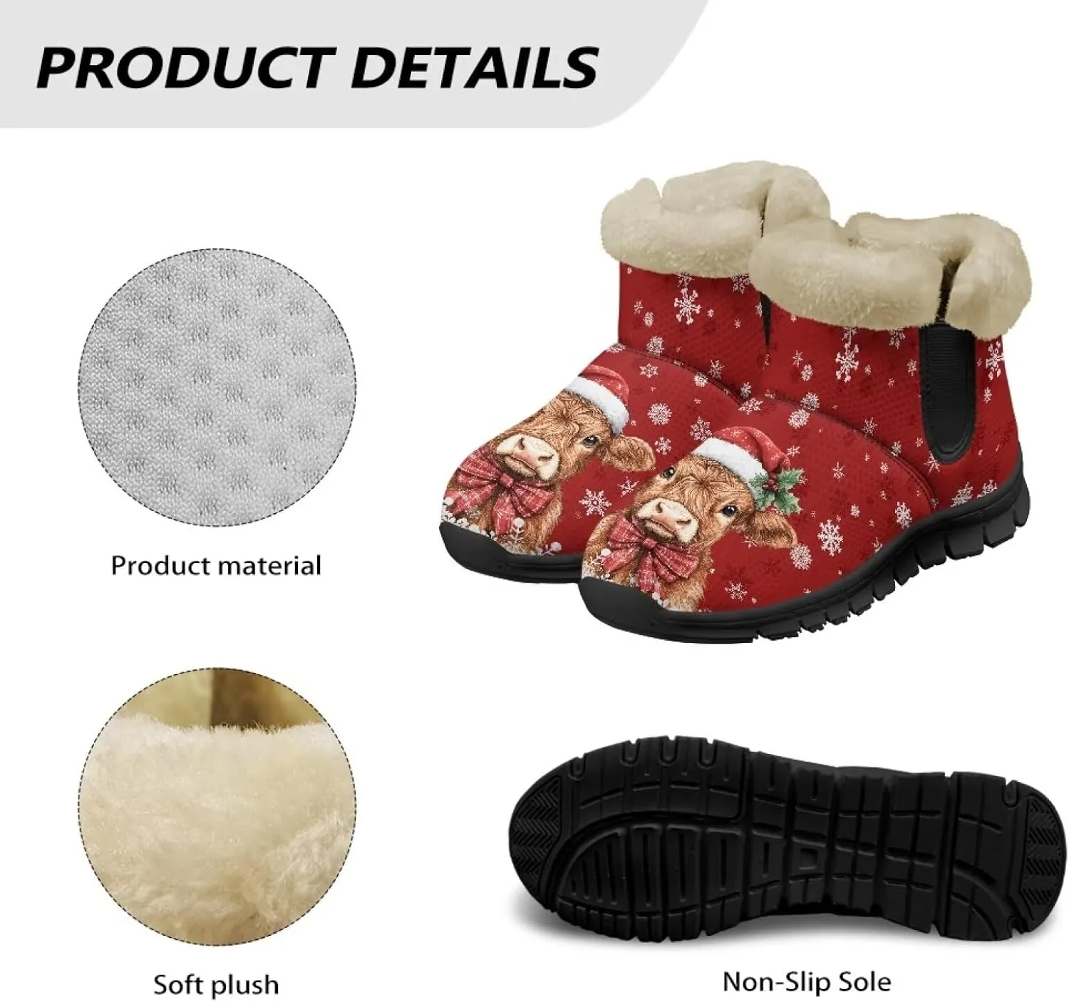Binienty Warm Boots for Women Comsy Winter Fuzzy Ankle Booties Outdoor