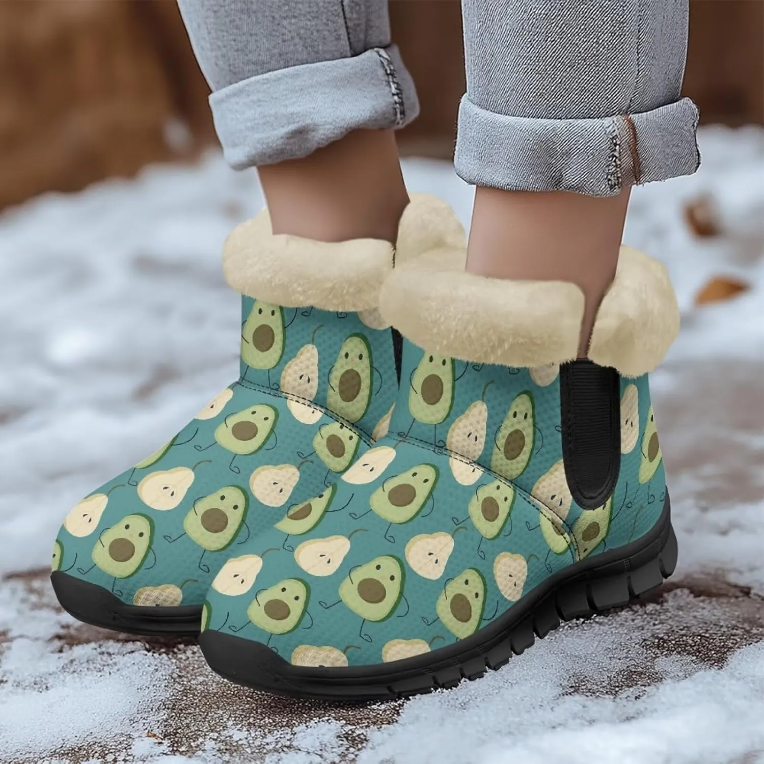Binienty Winter Snow Boots for Women Comfy Ankle Booties Fur Flannel Lined Warm Walking Boots
