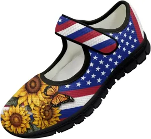 Binienty Women Flats Stylish Mesh Mary Jane Walking Shoes Slip On Loafers Low Cut Memory Foam Travel Shoe