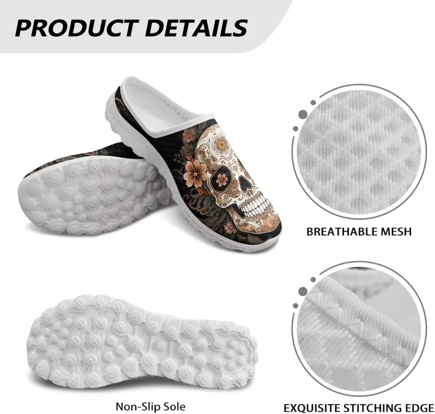 Binienty Women’s Art Design Mules Shoes Breathable Mesh Slip on Gardening Shoes Indoor Outdoor Slipper