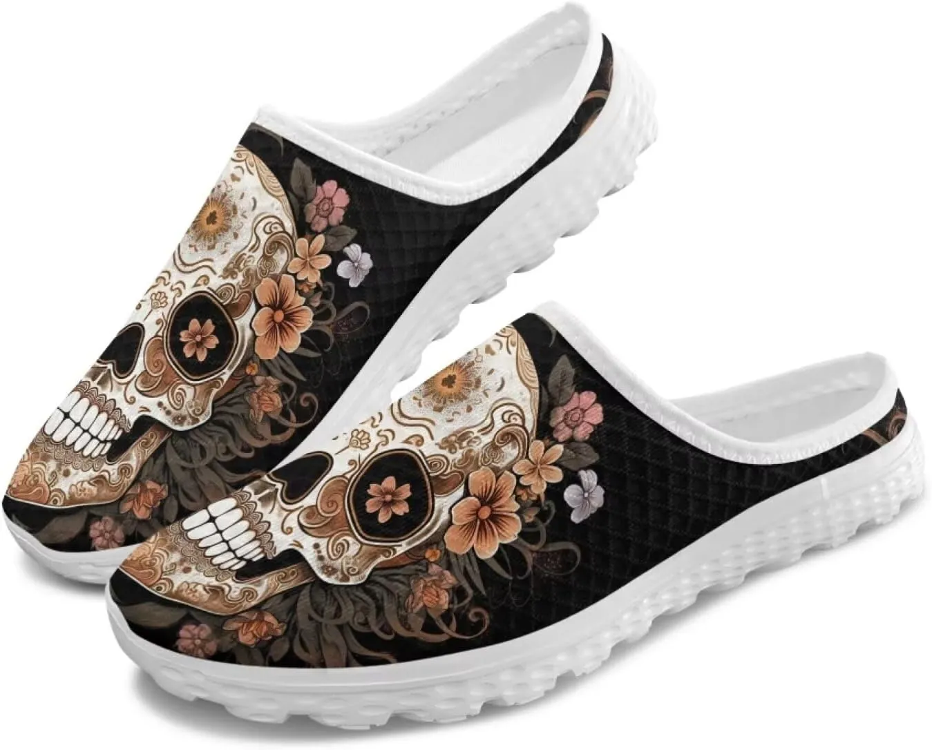 Binienty Women’s Art Design Mules Shoes Breathable Mesh Slip on Gardening Shoes Indoor Outdoor Slipper