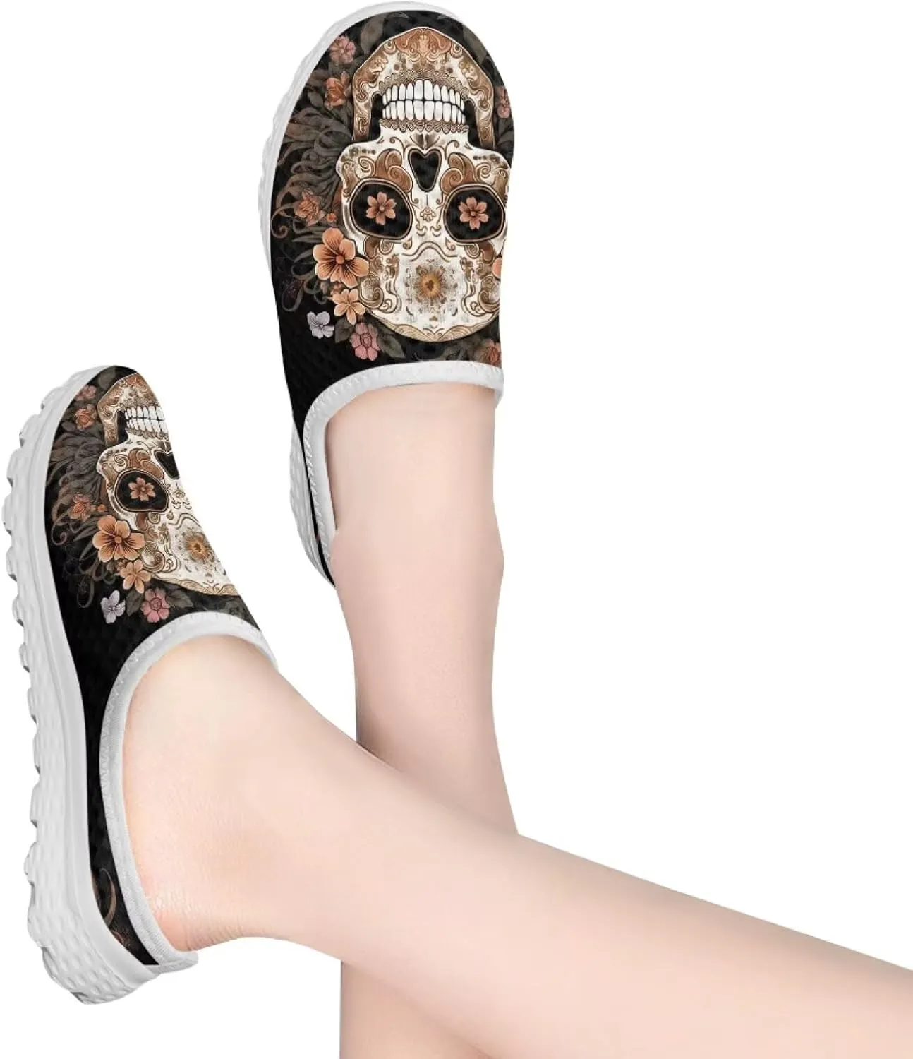 Binienty Women’s Art Design Mules Shoes Breathable Mesh Slip on Gardening Shoes Indoor Outdoor Slipper