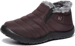 BJ Women's Warm Sheepskin-lined Boots, Fumettin Sheepskin Lined Boots, Womens Orthopedic Snow Boots Winter Shoes Warm Fur Lined Anti-Slip Ankle Booties Outdoor Slip On Waterproof Booties Comfortable Warm Shoes