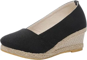 Black Nude Silver Gold Wedges for Women Low Heel Comfortable Closed Toe Women Pumps Dress Shoes