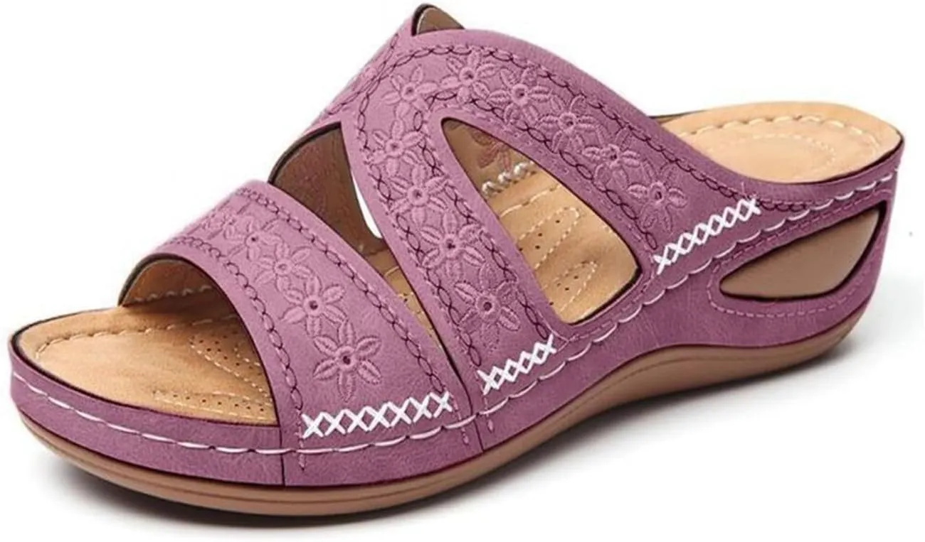 Blisscomfy Arch Support Wide Toe Box Open Toe Sandals,Damping Sole Upgradation Stretch Lightweight Sandals