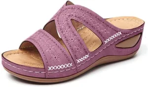 Blisscomfy Arch Support Wide Toe Box Open Toe Sandals,Damping Sole Upgradation Stretch Lightweight Sandals