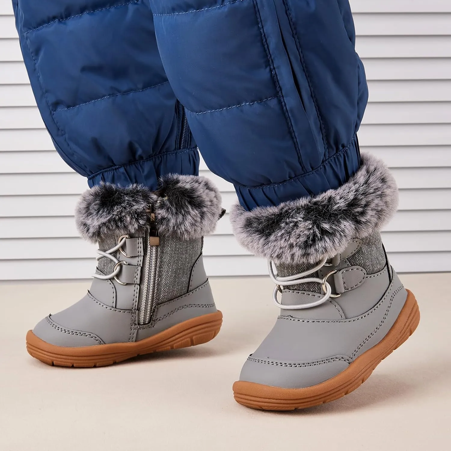 BMCiTYBM Toddler Snow Boots Baby Boys Girls Winter Warm Boots Infant High Top Shoes Faux Fur Bootie for Cold Weather Outdoor