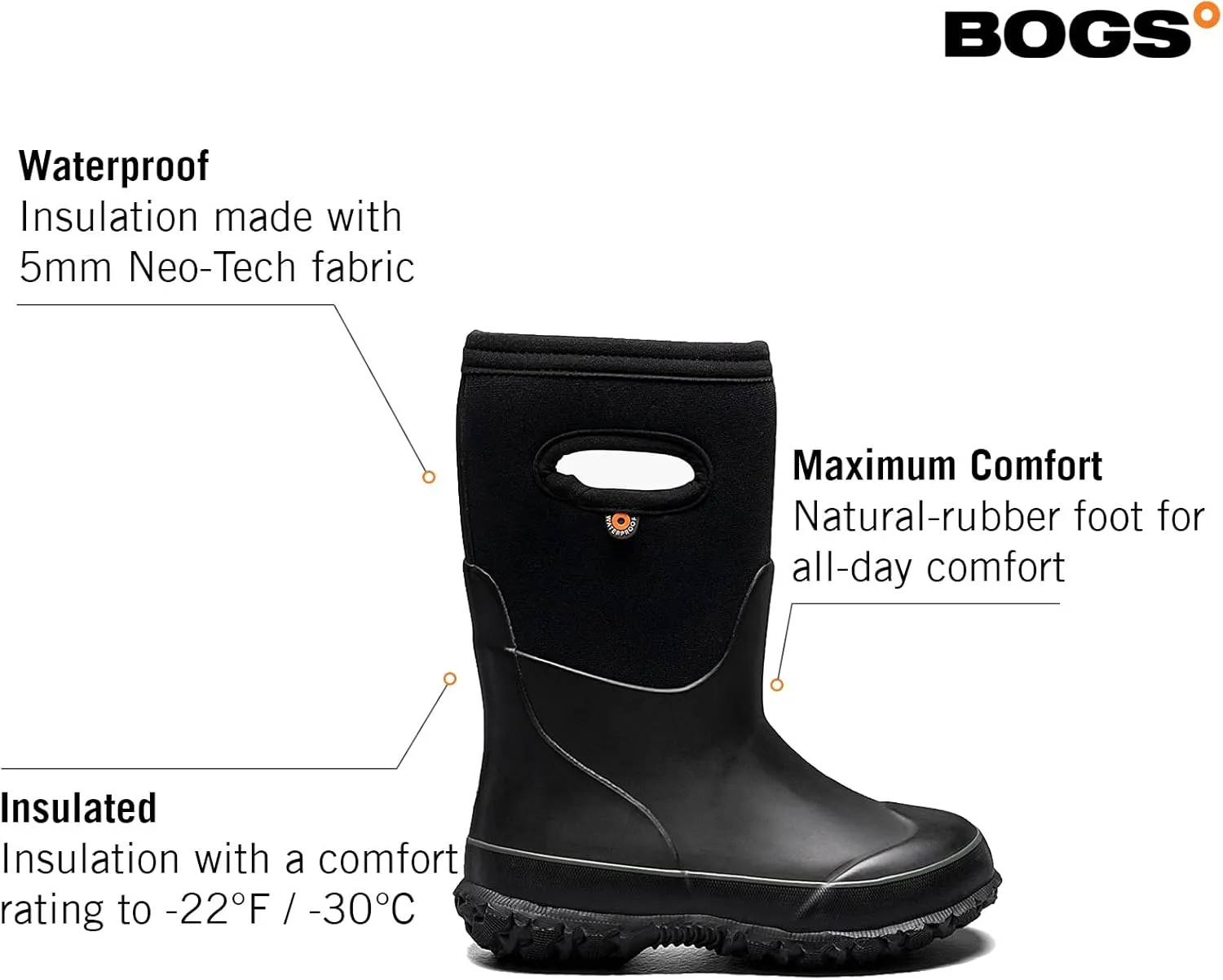 BOGS Grasp Kids Waterproof Insulated All Weather Rain Boots Mud Boots I For Snow, Rain, Winter, Mud and Cold Weather for Toddlers, Girls, Boys, Unisex