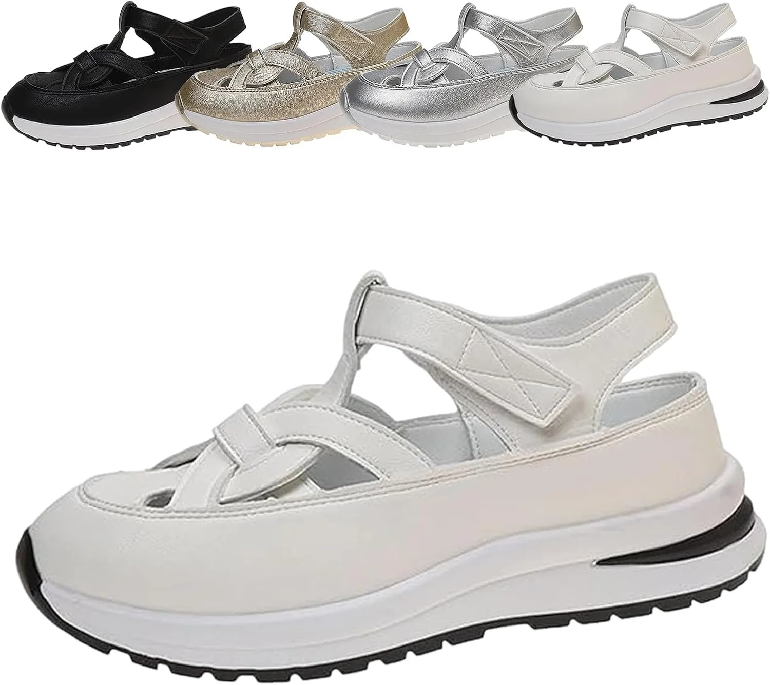 Bomre Shoes, Bomre Orthopedic Slip On Shoes Women, Closed Toe Platform Sandals Women，Arch Support Sandals, Hollow-Out Closed Toe Platform Wedge Sneaker