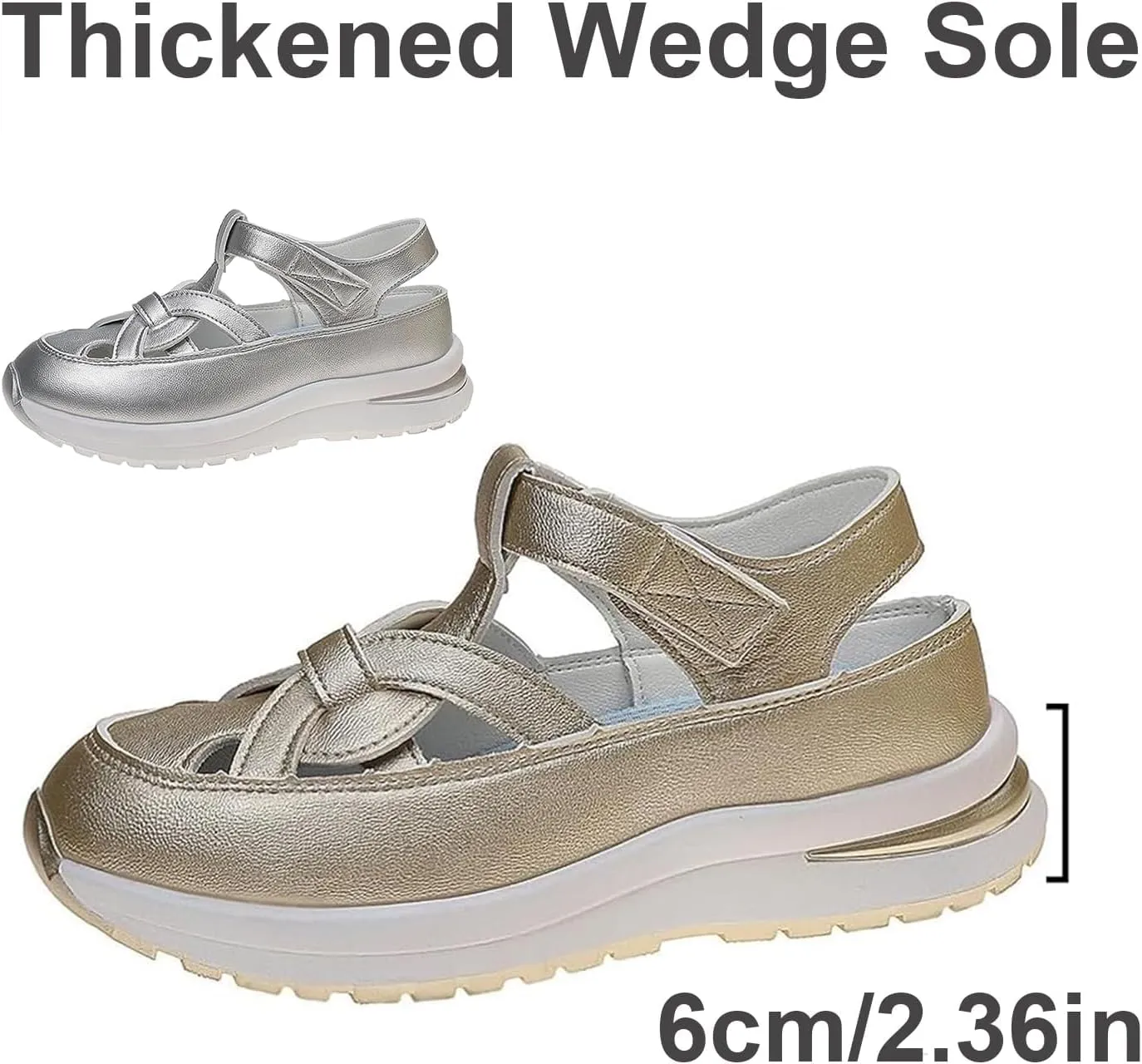 Bomre Shoes, Bomre Orthopedic Slip On Shoes Women, Closed Toe Platform Sandals Women，Arch Support Sandals, Hollow-Out Closed Toe Platform Wedge Sneaker