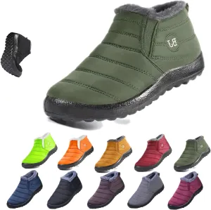 Boojoy Winter Boots, Winter Warm Booties Fur Lined Anti-Slip Ankle Outdoor Slip On Waterproof Booties Comfortable Warm