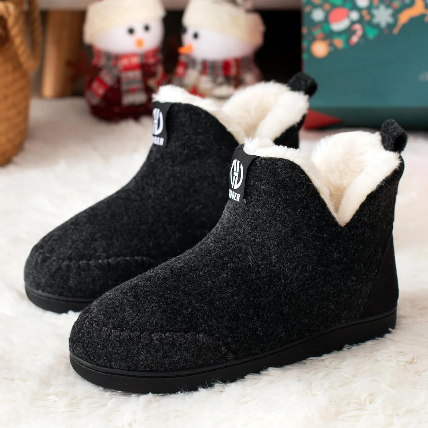 Booties Slipper for Men and Women, Plush Lining Winter Warm House Shoes Memory Foam Slipper Boots