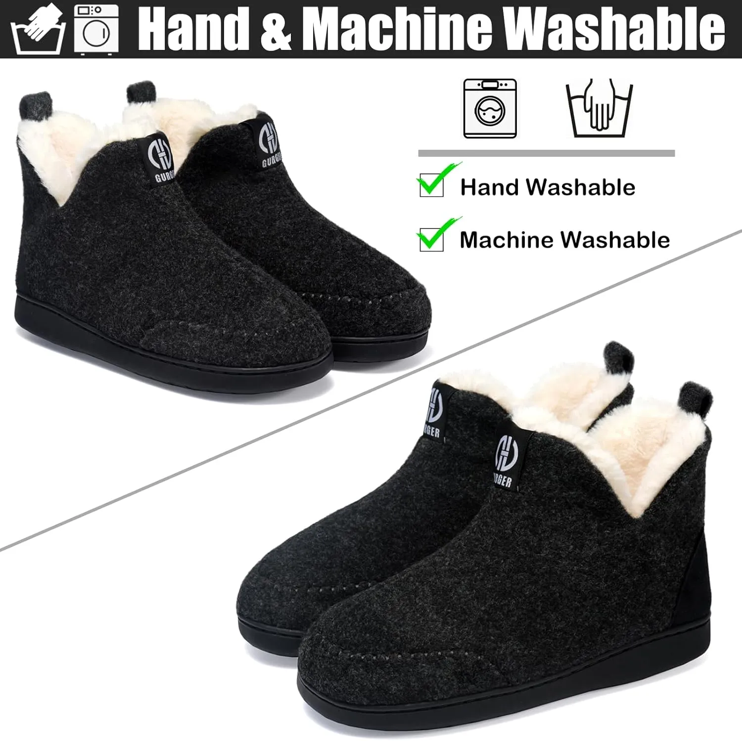 Booties Slipper for Men and Women, Plush Lining Winter Warm House Shoes Memory Foam Slipper Boots