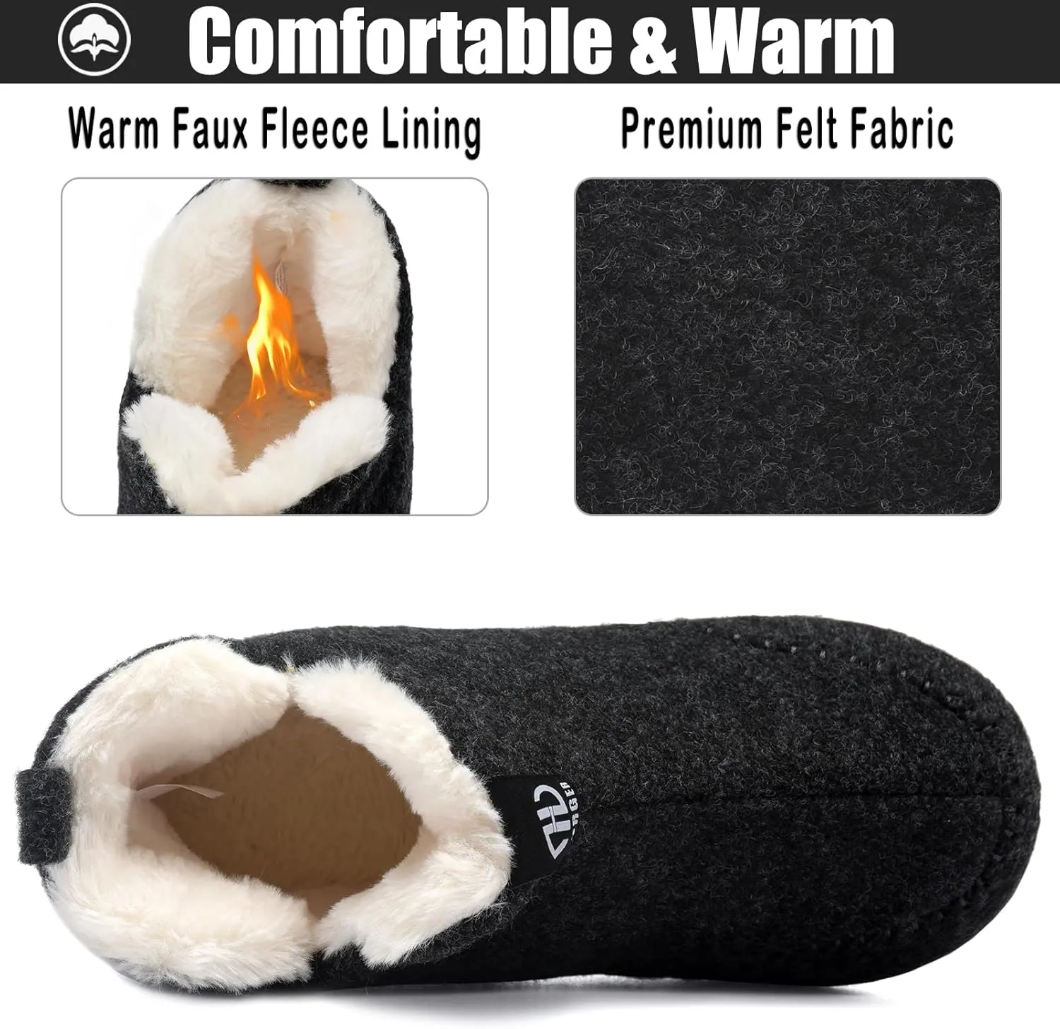 Booties Slipper for Men and Women, Plush Lining Winter Warm House Shoes Memory Foam Slipper Boots