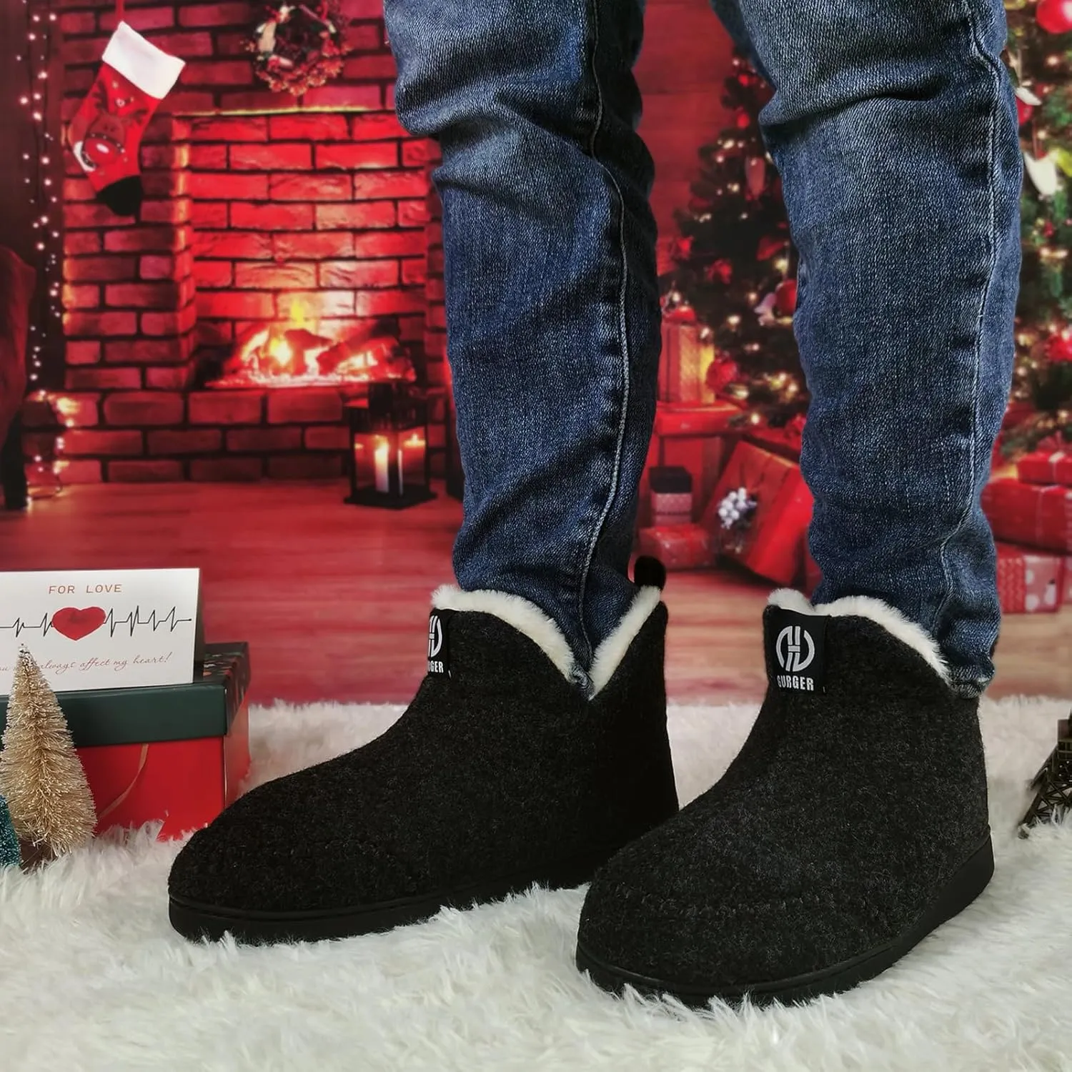 Booties Slipper for Men and Women, Plush Lining Winter Warm House Shoes Memory Foam Slipper Boots
