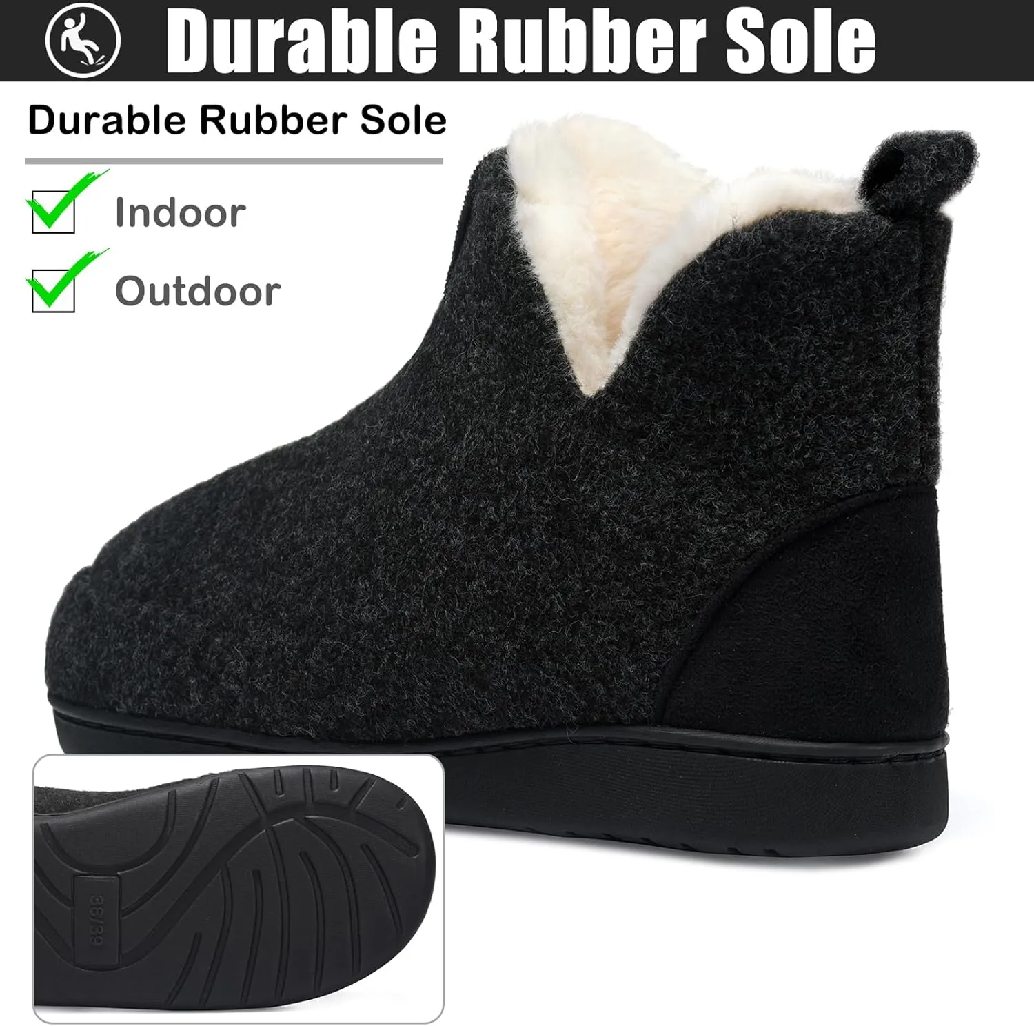 Booties Slipper for Men and Women, Plush Lining Winter Warm House Shoes Memory Foam Slipper Boots