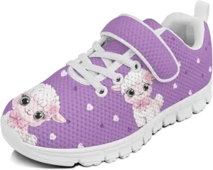 boy Shoes Athletic Running Fashion Sneakers Walking Breathable Kids Girls Fitness Cross-Training Tennis Lightweight Shoes(Little Kid/Big Kid) Cute Sheep Pattern White Sole