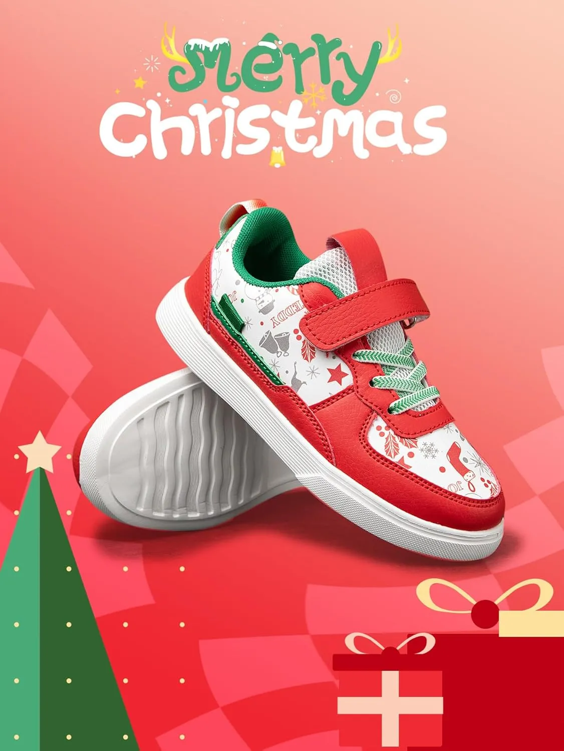 Boys and Girls Board Shoes Adjustable Hook and Loop Classic Low Top Kids Sneakers