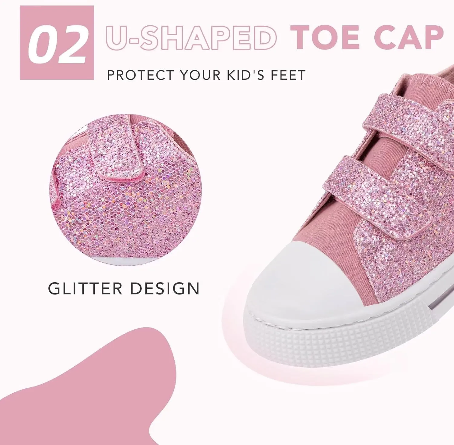 Boys Girls Sneakers Toddler Canvas Shoes Kids Walking Shoes with Hook and Loops
