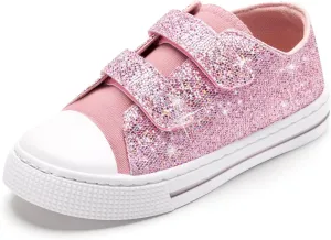 Boys Girls Sneakers Toddler Canvas Shoes Kids Walking Shoes with Hook and Loops
