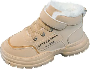 Boys Girls Snow Boots Winter Slip On Warm F𝐮r Lined Shoes Lightweight Water-Resistan𝐭 Cold Weather Boot Boys Boots