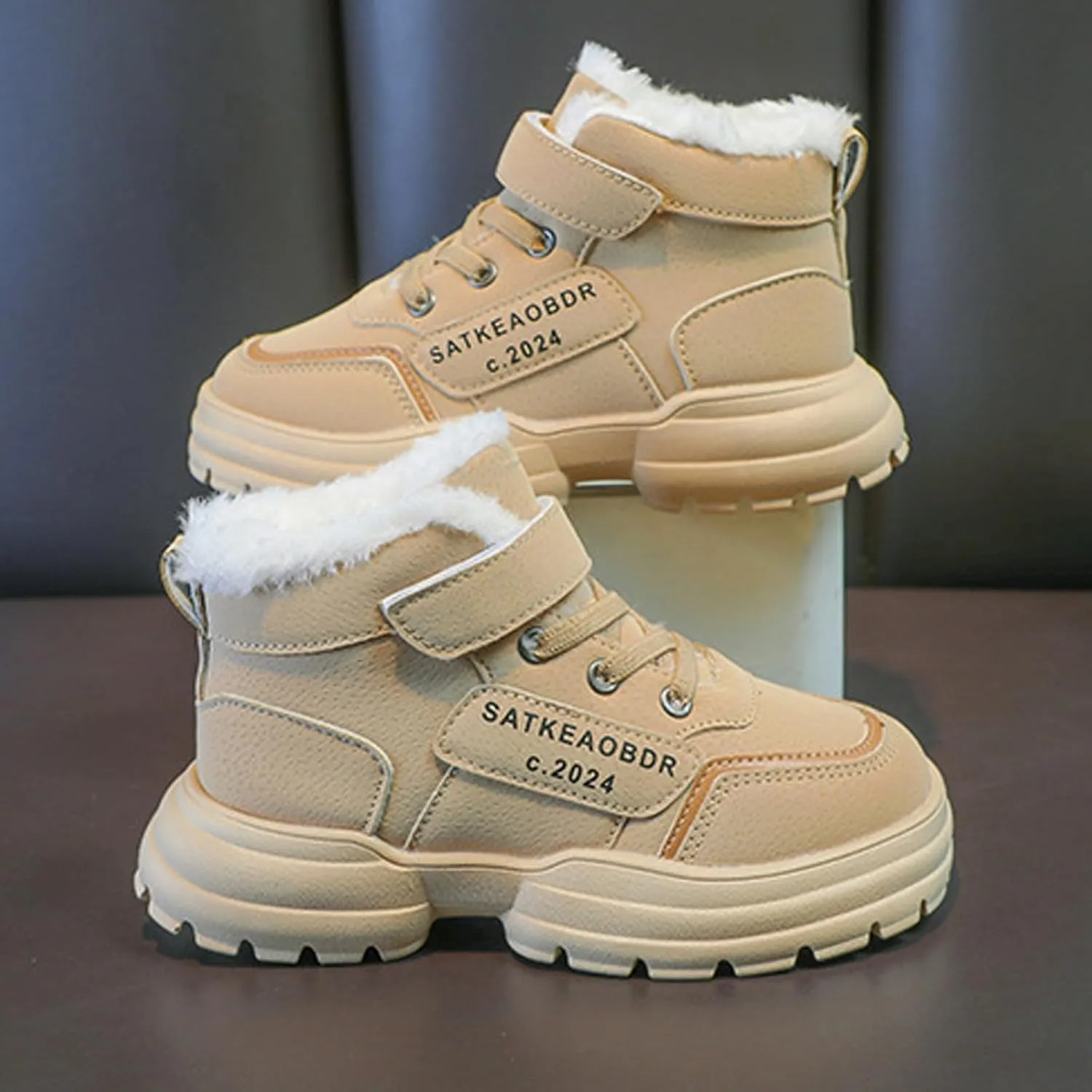 Boys Girls Snow Boots Winter Slip On Warm F𝐮r Lined Shoes Lightweight Water-Resistan𝐭 Cold Weather Boot Boys Boots