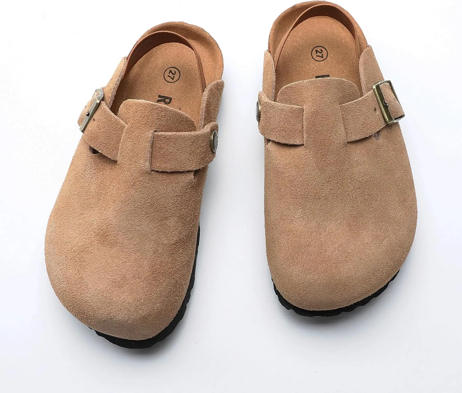 Boys Girls Suede Clogs Unisex Toddler Slip-on Slippers Kids Outdoor Indoor Flat Shoes Classic Cork Adjustable Buckle Mules Cute Sandals