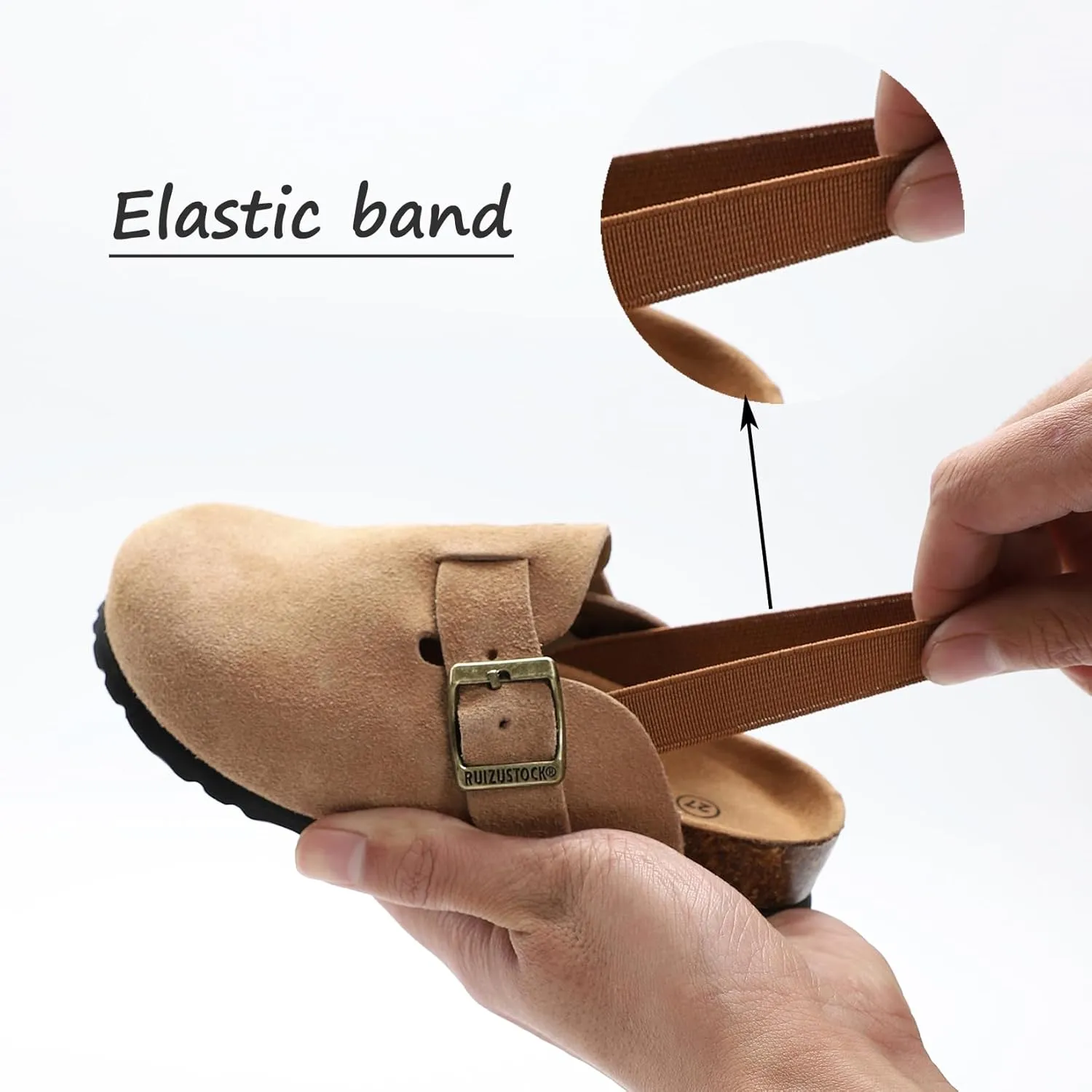Boys Girls Suede Clogs Unisex Toddler Slip-on Slippers Kids Outdoor Indoor Flat Shoes Classic Cork Adjustable Buckle Mules Cute Sandals