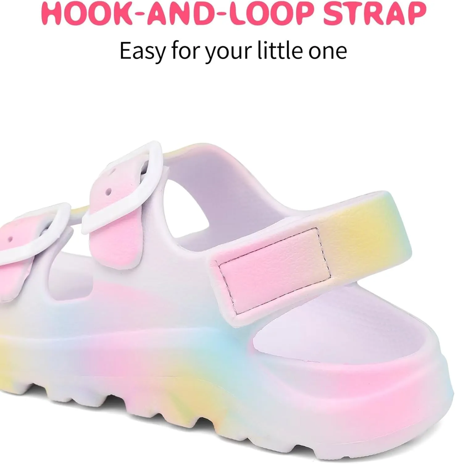Boys Girls Toddler Little Kid Sandals Buckle Adjustable Water Sandal With Hook Loop Back Strap(Toddler 5-Little Kid 12)