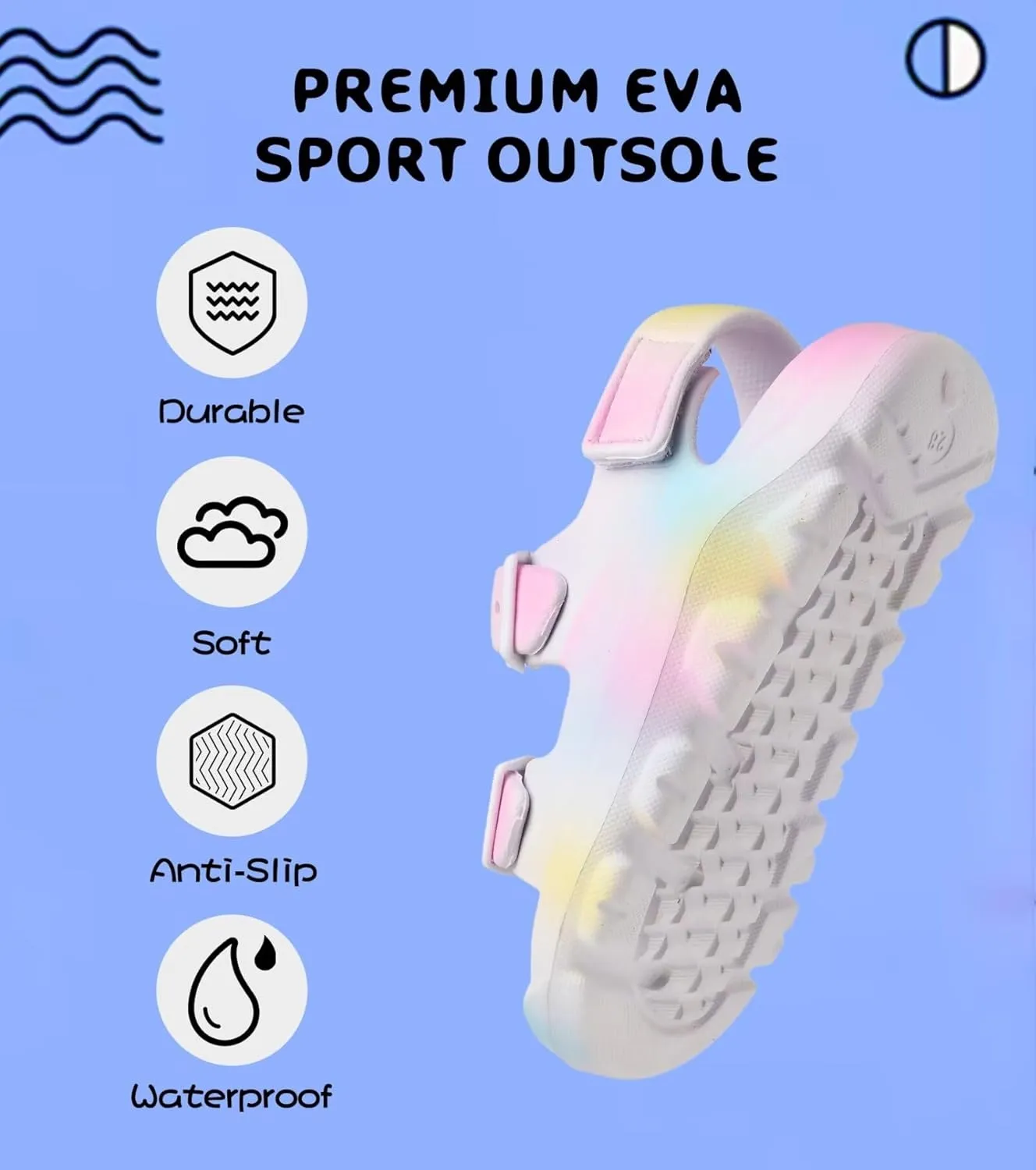 Boys Girls Toddler Little Kid Sandals Buckle Adjustable Water Sandal With Hook Loop Back Strap(Toddler 5-Little Kid 12)