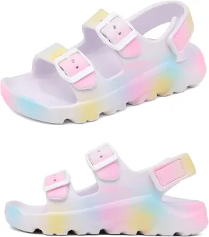 Boys Girls Toddler Little Kid Sandals Buckle Adjustable Water Sandal With Hook Loop Back Strap(Toddler 5-Little Kid 12)