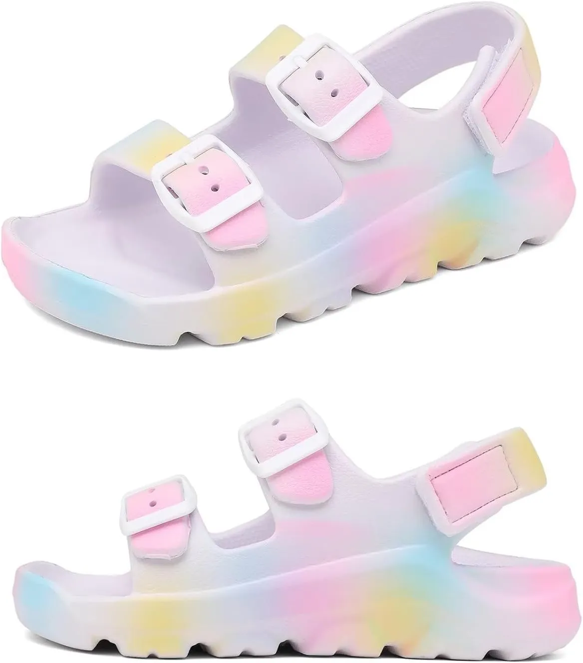 Boys Girls Toddler Little Kid Sandals Buckle Adjustable Water Sandal With Hook Loop Back Strap(Toddler 5-Little Kid 12)