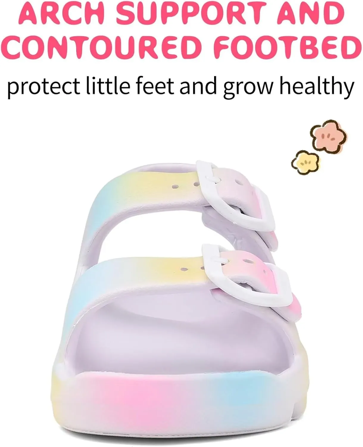 Boys Girls Toddler Little Kid Sandals Buckle Adjustable Water Sandal With Hook Loop Back Strap(Toddler 5-Little Kid 12)