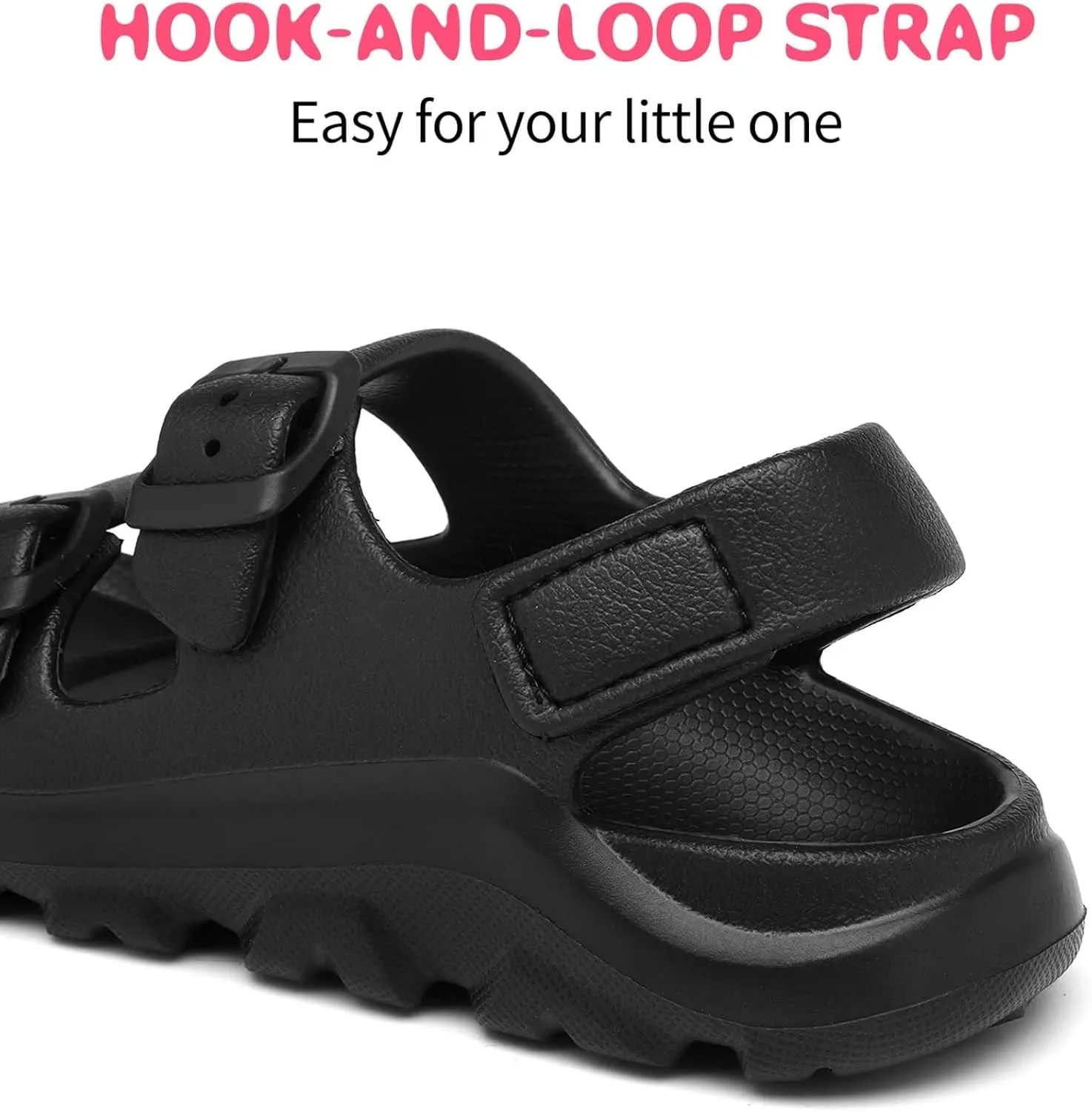 Boys Girls Toddler Little Kid Sandals Buckle Adjustable Water Sandal With Hook Loop Back Strap(Toddler 5-Little Kid 12)