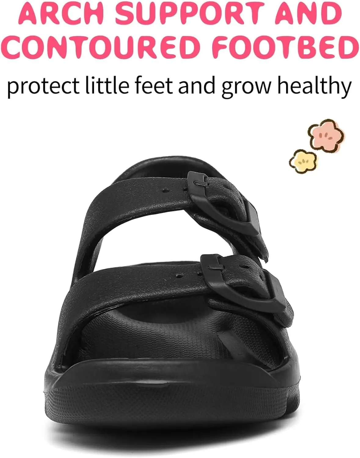 Boys Girls Toddler Little Kid Sandals Buckle Adjustable Water Sandal With Hook Loop Back Strap(Toddler 5-Little Kid 12)